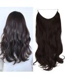 Dark Brown Halo Hair Extension 18 Inch Wavy Curly Synthetic Hairpiece - Heat Friendly Fiber - No Clip - OMGREAT - Buy Online on GoSupps.com