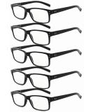 Eyekepper Men's Reading Glasses 5 Pack | Spring Hinges Classic Readers Black Frame +1.75 | All Clear Lens | 1.75x Magnification - Buy Online on GoSupps.com