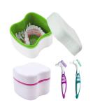 2 Dnip Dose & Prothesis Cleaning Brushes Set - Dual-Headed Braces Box with Drain Basket & Soaking Cups for Denture Storage & Cleaning - Buy Online on GoSupps.com