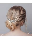 Bridal jewelry ercycle bride headdress wedding hair clip crystal hairpins vines flower leaf pearl hair accessories for bride - silver - Buy Online on GoSupps.com