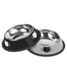 Serentive 2Pcs Cat Bowls Non-Slip Stainless Steel Small Cat Food Bowls Unbreakable Thicken Cat Feeder 7 Oz Cat Dishes Suitable for Indoor Small Pets Removable Rubber Base Easily Clean Lovely Color Black Silver - Buy Online on GoSupps.com