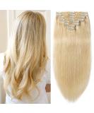 Clip In Real Hair Extensions - Double 8 Parts Heat Resistant Straight Light Blonde #613 (16/40cm 130g) - Shop Now! - Buy Online on GoSupps.com