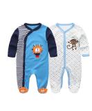 MAMIMAKA Baby Rompers Pajamas Cotton Jumpsuit | Boys Girls Sleepsuit Long Sleeve Footed Bodysuits | 0-3 Months | 2-Pack - Buy Online on GoSupps.com