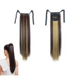PrinFantasy Long Drawstring Clip In Ponytail Hair Extensions - Ombre Dark Brown Mix Blonde 22 inch - Buy Online on GoSupps.com