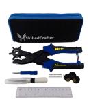 Skilled Crafter Leather Belt Puncher Set with Case - Professional Quality Heavy Duty Revolving Punch with 6 Round Hole Sizes and Accessories - 2 Year Warranty - Buy Online on GoSupps.com