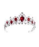 Lurrose Elegant Silver Bridal Crown - Rhinestone Princess Tiara for Party & Pageant (Red) - International Shipping Available - Buy Online on GoSupps.com