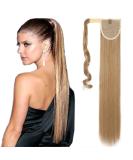 Sego Long Curly Clip-In Ponytail Hair Extension Real Hair Wrap Ash Brown & Bleach Blonde Mix 58.5 cm - Buy Online on GoSupps.com