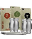 Premium Organic Mate Tea Set | 3 Types of Mate Double-Walled Stainless Steel Cups & Bombillas | Perfect Gift for Tea Lovers - Buy Online on GoSupps.com
