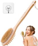 Soft 2-in-1 Shower Brush with Long Handle - Natural Bristles Bath Brush - 40cm Back Scrubber for Shower | Use in Shower - 1 Count - Buy Online on GoSupps.com