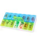 7 Day AM PM Pill Organizer - Large Weekly Pill Box for Vitamins & Medications | Blue & Green - Buy Online on GoSupps.com