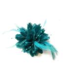Turquoise Flower Feather Bead Corsage Hair Clips Fascinator Set - Buy Online on GoSupps.com