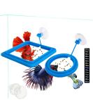 Fish Feeding Ring - Blue Floating Food Feeder with Suction Cup for Aquarium - Ideal for Guppy, Betta, Goldfish - Square and Round Shape Fish Tank Towels - Buy Online on GoSupps.com