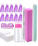 Nail Polish Remover Kit - 500 Pcs Cotton Pads, Purple Clips, Bottle, Pusher, Brush & File - Buy Online on GoSupps.com