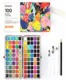 Grabie Watercolor Paint Set  Watercolor Paints  100 Colors  Painting Set with Water Brush Pens and Drawing Pencil  Great for Kids and Adults  Art Supplies  Perfect Starter Kit for Watercolor Painting - Buy Online on GoSupps.com