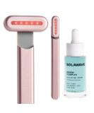 Shop Solawave 4-in-1 Facial Wand & Renew Complex Serum Bundle | Red Light Therapy & Microcurrent Anti-Aging Device | Rose Gold Face Massager for Wrinkles - Buy Online on GoSupps.com