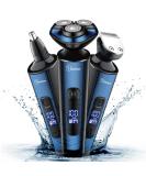 Hatteker Mens Electric Shavers Razor Beard Trimmer Rotary Facail Head Shaver for Men Sideburn Trimmer Nose Trimmer Wet Dry IPX7 Waterproof Rechargeable Cordless 3 in 1