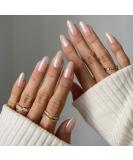 Glazed Donut Chrome Hailey Bieber Trend Press On Nails | Handmade Almond Shape 30-Piece Nail Kit - Buy Online on GoSupps.com