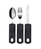 Vive Adaptive Utensil Set - Heavy Stainless Steel Silverware for Parkinson's and Arthritis - Easy Grip for Shaking Hands - Non-Weighted Holder Included - Buy Online on GoSupps.com