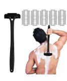 Zinueen Back Hair Remover - Foldable 45.5cm Razor Apparatus | Pain-Free DIY Shaving with 5 Double-Edged Refill Blades (Black) - Buy Online on GoSupps.com