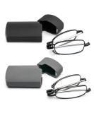 Kokobin Foldable Reading Glasses - Stainless Steel Anti-Blue Light 2 Pairs with Hard Shell Case Unisex Reading Aid - Perfect Gift for Couples - Buy Online on GoSupps.com