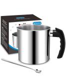Candle Making Pouring Pot, DINGPAI 44oz Double Boiler Wax Melting Pot, 1pc Spoon, 304 Stainless Steel Candle Making Pitcher, Silver Color with Heat-Resistant Handle and Dripless Pouring Spout Design - Buy Online on GoSupps.com