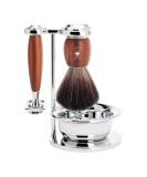 M HLE Vivo Shaving Set with Bowl - Black Fibre Safety Razor & Plum Wood - Premium Men's Grooming Essentials - Buy Online on GoSupps.com