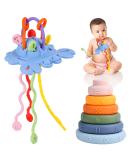 Tameler Montessori Teething Toys for 1 Year Old | Silicone Pull String & Stacking Rings for Babies 3-6-12 Months | Sensory Toys for Toddlers 1-3 | Autism-Friendly Travel Activity Set in Blue - Buy Online on GoSupps.com