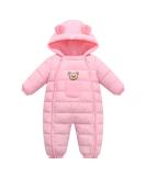 JiAmy Baby Snowsuit Hooded Romper | Cartoon Bear Winter Outfit | Pink | 6-12 Months - Buy Online on GoSupps.com