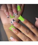 Shop Green Duck Nails - Rhinestone Designs Milk Pattern Wide French Tip Press-On Acrylic Nails for Women & Girls - Buy Online on GoSupps.com