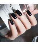 Shop Tseenyi Pure Black Long Square Head Artificial Nails - 24 Shiny Coffin Full Cover False Nails for Women & Girls - International Shipping Available - Buy Online on GoSupps.com