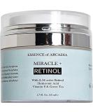 Retinol Moisturizer Cream High Strength for Face and Eye Area Miracle Plus - 2.5% Retinol  Hyaluronic Acid  Vitamin E  Green Tea - Anti aging Formula Reduces Wrinkles  Fine Lines  Spots-Day and Night - Buy Online on GoSupps.com