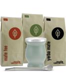 Organic Mate Tea Set | 3 Premium Types + Double-Walled Stainless Steel Cup & Bombilla | International Shipping Available - Buy Online on GoSupps.com