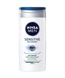 Nivea men sensitive 3in1 shower gel (1 x 250 ml) men's shower gel for sensitive skin mild cleaning agents for body hair and face shower soap with bamboo extract 250 ml (1 Pack) - Buy Online on GoSupps.com