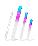 4 Pcs Glass Nail File Set with Cuticle Pusher - Double Sided Crystal Nail Files for Manicure Pedicure - Rose Red - Buy Online on GoSupps.com