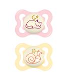MAM SUPREME Night Pacifiers Set of 2 | Bright Baby Pacifiers for Healthy Dental Development | 0-6 Months with Skin Irritation Prevention & Box - Cat/Snail Design - Buy Online on GoSupps.com