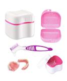 Buy Portable Denture Storage Box - Presses Container with Sieve for Travel | Red & Pink Prosthesis Cleaner - Buy Online on GoSupps.com