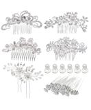 inSowni 32 Pack Silver Wedding Hair Combs & Pins Set with Rhinestone Pearls - Bridal Accessories for Women, Girls, Brides, Bridesmaids - Buy Online on GoSupps.com