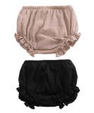 AYIYO Unisex Linen Bloomer Shorts 2Pcs for Newborn Baby Girls Boys | Diaper Cover | 3-9 Months | Khaki+Black - Buy Online on GoSupps.com