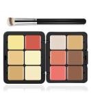 12 Colors Cream Makeup Palette for Cheeks - Blush Contour Concealer & Highlighter - Waterproof & Long-Lasting with Brush - Multi-functional Face Palette (Set #05 - Buy Online on GoSupps.com