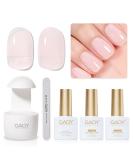 GAOY 3 Pcs Gel Nail Polish Kit - Mini UV Light Milky Pink Sheer Gel Base & Top Coat for DIY Nail Art - Buy Online on GoSupps.com