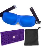Contoured Sleep Mask - Adjustable Strap & Buckle Lock for Ultimate Comfort - Light Blocking & Travel Pouch Included - Blue - Buy Online on GoSupps.com