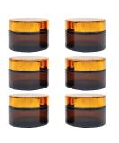Bakiauli 6-Piece 50ml Amber Glass Cream Cans Empty Cosmetic Containers with Screw Cap for Creams & Lotions - Buy Online on GoSupps.com