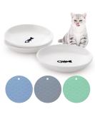 Dorakitten Ceramic Cat Food Plates: Cat Wet Food Bowls Cat Feeding Wide Bowls to Stress Relief of Whisker Fatigue Cat Dishes Shallow Bowls for Kittens and Small Animals with Non-Slip Mat 3 Fish bone - Buy Online on GoSupps.com