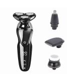 4-in-1 Electric Shaver & Hair Clipper Set | Nose Hair Trimmer & Face Washer | Three Floating Cutter Heads Digital Display Long Battery Life - Buy Online on GoSupps.com