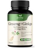Ginkgo Biloba & Ginseng Korean Red Panax Extract - Brain Memory Supplement for Performance Energy & Immune Support - Nootropic for Mental Function - 60 Capsules - Buy Online on GoSupps.com
