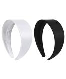 DEEKA 2 Inch Wide Satin Headband for Women and Girls - White/Black 2 Pack - Stylish Hair Accessory - Buy Online on GoSupps.com
