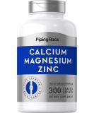 Calcium Magnesium Zinc Supplement 300 Coated Caplets Non-GMO Gluten Free by Piping Rock - Buy Online on GoSupps.com