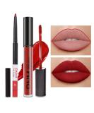 Matte Ruby Red Lip Liner and Lipstick Set | Waterproof Long Lasting Berry-Colored Lip Makeup | High Impact Color | 2pcs Matt Ink Liquid Lips Set - Buy Online on GoSupps.com