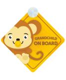 Grandchild Monkey on Board Car Sign | Baby on Board | Non-Personalized Children's Animal Theme (Boy or Girl) - Buy Online on GoSupps.com
