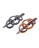 Parcelona French Triple Ringed Tortoise Shell Brown & Glossy Black Hair Slider Pin Ponytail Holder Barrette Set - 2 Pieces - Buy Online on GoSupps.com